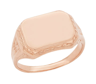 Rose Gold Victorian East to West Rectangular Seal Signet Ring
