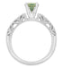 Freda Antique Inspired Filigree Green Sapphire and Diamond Engagement Ring in 14K White Gold