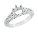 Filigree Flowing  Scrolls Edwardian Engagement Ring Setting for a 3/4 Carat Diamond in 14 Karat White Gold