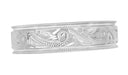 Art Deco Vintage Hand Carved Scrolls Mens Platinum Western Wedding Band