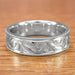 Mens Vintage Engraved Scrolls Western Wedding Band - 14K White Gold - 6.5mm Wide 