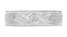 Men's Wide Vintage Carved Scrolls Western Wedding Band in White Gold - 6.5mm 