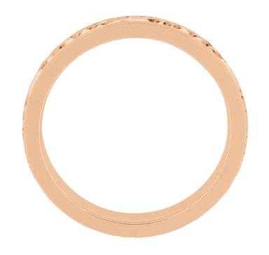 14K Rose Gold Antique Style Men's Victorian Carved Acanthus Wedding Band - 4mm - alternate view