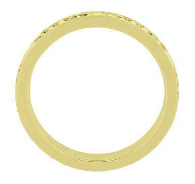 Yellow Gold 4mm Wide Vintage Carved Acanthus Victorian Wedding Band for a Man - alternate view