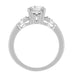 Mid Century Diamond Engagement Ring with Fish Shaped Side Silhouettes in White Gold - 1/2 Carat Center Diamond in a Square Fishtail Setting