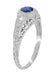 Art Deco Engraved Sapphire and Diamond Filigree Engagement Ring in Platinum