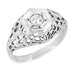 Art Deco Filigree Dome 0.20 Carat Diamond Engagement Ring in 14 Karat White Gold