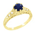 Sapphire and Diamond Art Deco Filigree Engagement Ring in 14 Karat Yellow Gold
