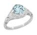 Platinum 1920's Antique Reissue Art Deco Filigree Aquamarine Engagement Ring
