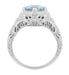 Art Deco Engraved Filigree Aquamarine Engagement Ring in 14 Karat White Gold -  1.25 Carat