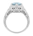 Art Deco Engraved Filigree Aquamarine Engagement Ring in 14 Karat White Gold -  1.25 Carat
