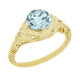 Art Deco 1.25 Carat Aquamarine Engraved Filigree Engagement Ring in 14 Karat Yellow Gold