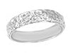 Blossomy Art Deco Tropic Flowers Wedding Band in White Gold - 4.7mm Wide