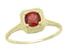 14 Karat Yellow Gold Art Deco Engraved Scrolls Filigree Almandine Garnet Engagement Ring