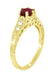 Art Deco Yellow Gold Vintage Reissue Filigree Ruby Engagement Ring with Side Diamonds