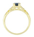 Side of 1920s Art Deco Antique Yellow Gold Blue Sapphire Fishtail Engagement RIng Replica - R194Y