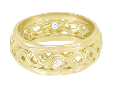 Antique Yellow Gold Wide Wedding Band - 7.5mm Wide - R196Y
