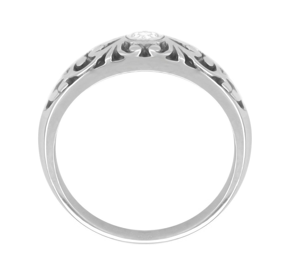 Edwardian Filigree Diamond Ring in White Gold - 10K, 14K or 18K - Item: R197W10-LC - Image: 2