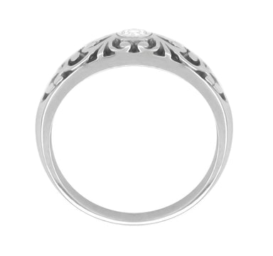 Edwardian Filigree Diamond Ring in White Gold - 10K, 14K or 18K - alternate view