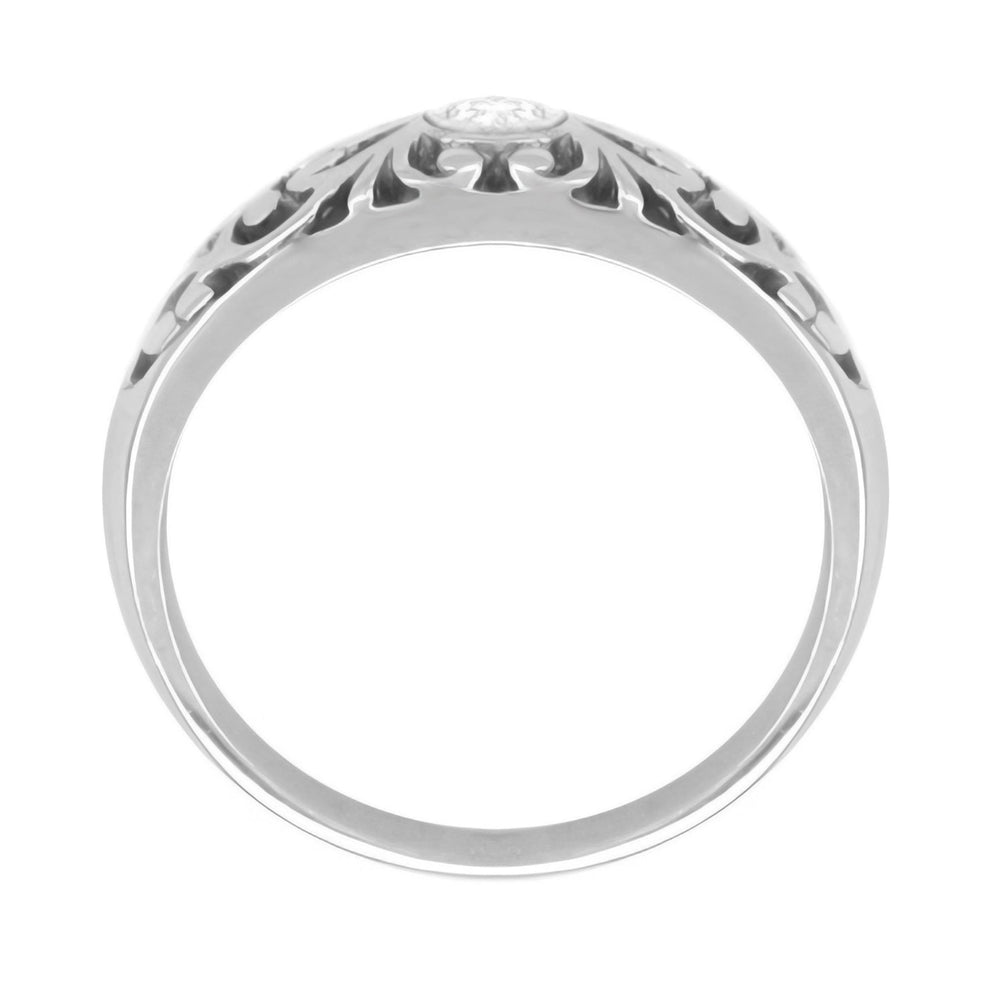 Edwardian Open Scroll Filigree Diamond Ring in Platinum - Item: R197P-LC - Image: 2