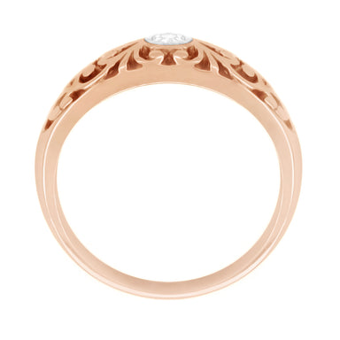 Filigree Edwardian Diamond Band Ring in 14 Karat Rose ( Pink ) Gold - alternate view
