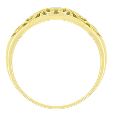 Edwardian Filigree Aquamarine Band Ring in 14 Karat Yellow Gold - alternate view