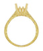 Side view of Carved Design - Yellow Gold Art Deco 3/4 Carat Filigree Engagement Ring Mounting - R199PRY75