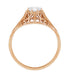 Side Filigree Lilies Detail on Rose Gold Cleire Filigree Antique Engagement Ring - R204R25