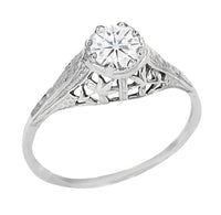 Art Deco Cleire Filigree 1/4 Carat Diamond Ring in 14 Karat White Gold