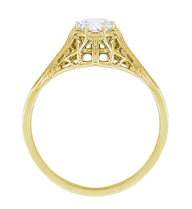 Cleire Yellow Gold Art Deco Filigree 1/4 Carat Diamond Vintage Style Engagement Ring - alternate view