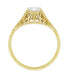 Side Lilies on Low Profile 14K Yellow Gold Antique  1/4 Carat Diamond Engagement Ring - Cleire - R204Y25