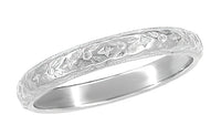 Antique Style Art Deco Dogwood Flowers Wedding Band in 10K, 14K, or 18K White Gold