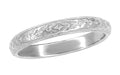 Art Deco Engraved Dogwood Flowers Antique Design Wedding Band in Platinum