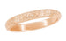 Art Deco Antique Style Dogwood Flowers Wedding Band in 14 Karat Rose ( Pink ) Gold - 3mm Wide