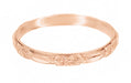 Vintage Rose Gold Carved Roses Wedding Band 2mm Wide - Circa 1920s - R224R