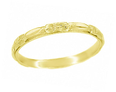 14K Yellow Gold Sculptured Vintage Roses Wedding Ring - 1920s Art Deco - R224Y
