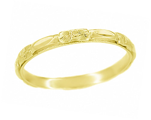 14K Yellow Gold Sculptured Vintage Roses Wedding Ring - 1920s Art Deco - R224Y