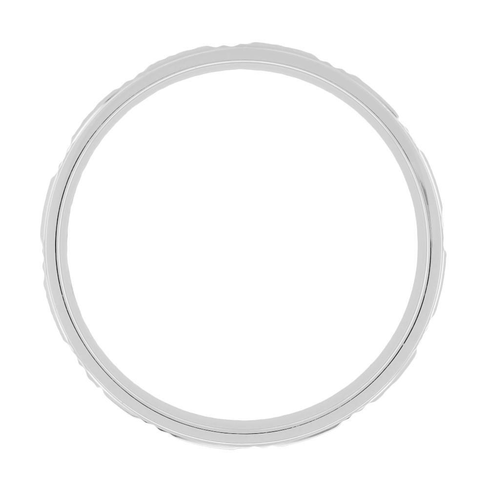 Side of 1960's Starburst Engraved Vintage Wedding Band in White Gold