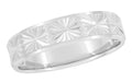 Platinum Wide Vintage Wedding Band Mid Century Modern Eternity Engraved Starbursts Low Profile - R259P