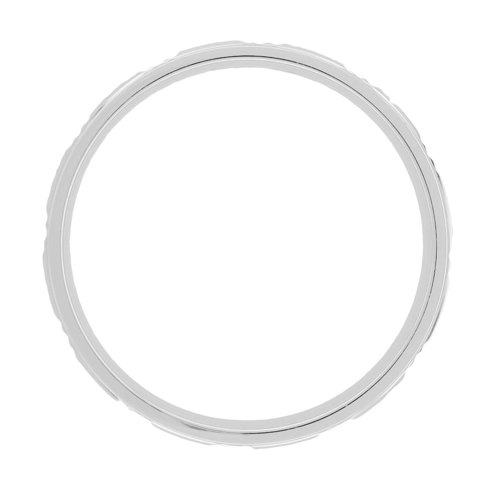 Side View of Low Profile Platinum Wide Vintage Wedding Band - R259P 