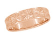 14 Karat Rose Gold Engraved Stars 1960's Mid Century Modern Wedding Band - 5mm Wide