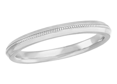 Platinum Art Deco Knife Edge Single Milgrain Wedding Ring - 2.5mm Wide