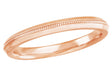 Rose Gold Art Deco Single Milgrain Row Knife Edge Vintage Style Wedding Ring - 2.5mm Wide
