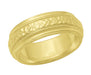 Yellow Gold Victorian Carved Leaves and Flowers 6mm Wide Wedding Ring