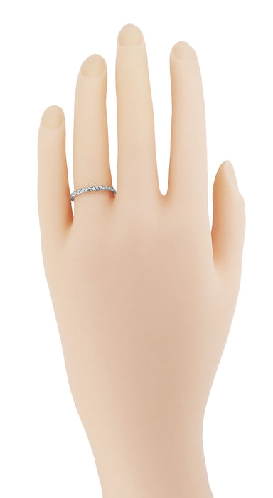 Edwardian Roses and Leaves Engraved Antique Design Wedding Band in White Gold - alternate view