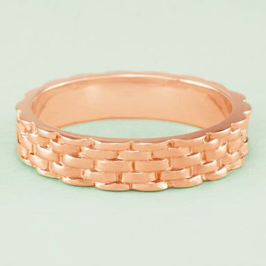 14K Rose Gold Basketweave Wedding Ring - 1960's Design - 4mm Wide - alternate view