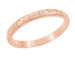 Art Deco Rose Gold Hand Embossed Flowers and Wheat Wedding Ring