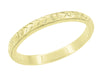 14 Karat Yellow Gold Art Deco Flowers and Wheat Vintage Engraved Eternity Wedding Ring - 2.5mm