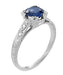 Art Deco Sapphire and Diamonds Engraved Engagement Ring in Platinum