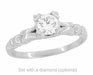Mid Century Vintage Style Solitaire 1/3 Carat Engagement Ring Mounting in White Gold - 10K or 14K